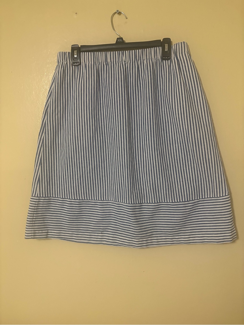 J. Crew Blue and White Striped A-Line Skirt